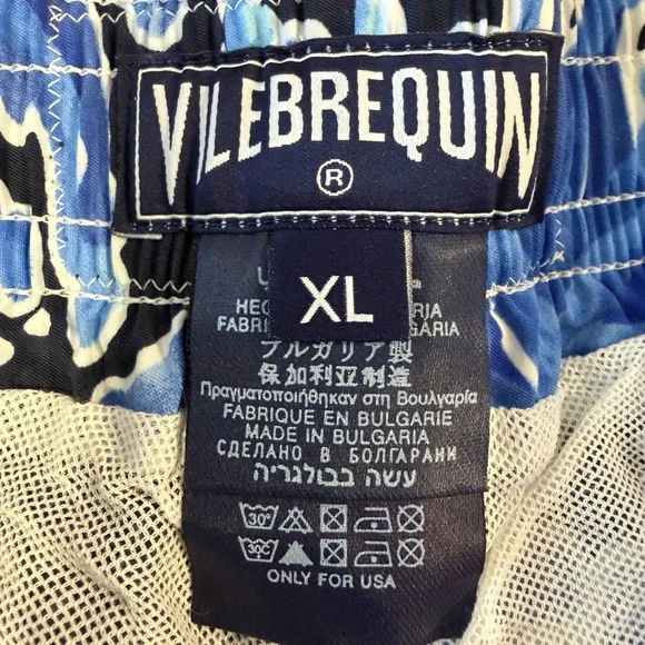 Vilebrequin Men’s Swim Trunks XL Blue Floral Luxury Swim Shorts